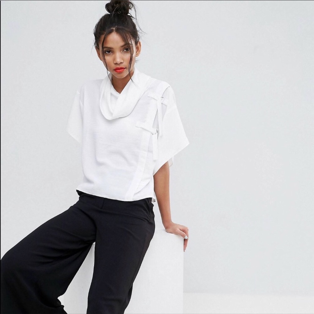ASOS white cowl neck blouse